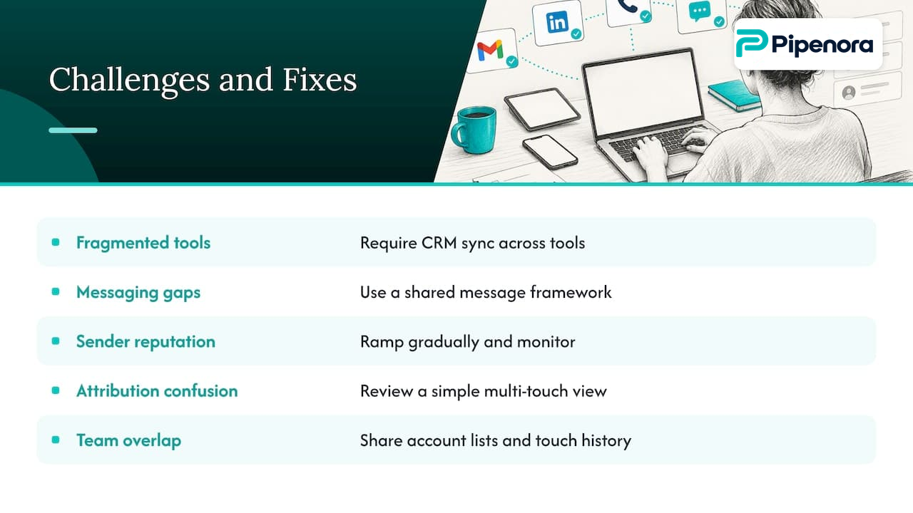 Common challenges in executing multichannel outreach — overview diagram